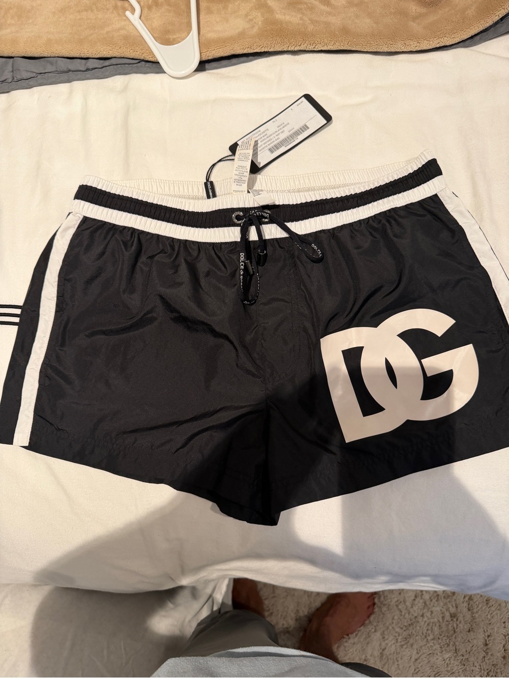 Dolce & Gabbana Black and White Boxer Shorts with Logo Tag